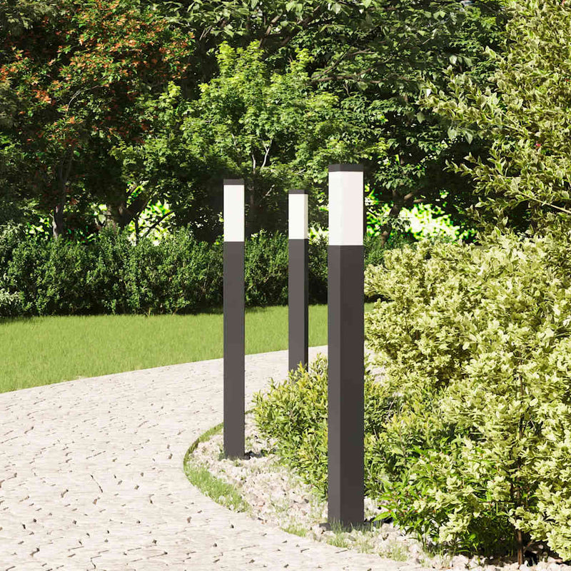 Stâlpi iluminatori 3 buc 80 cm Negru IP44