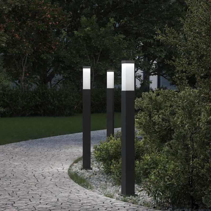 Stâlpi iluminatori 3 buc 80 cm Negru IP44