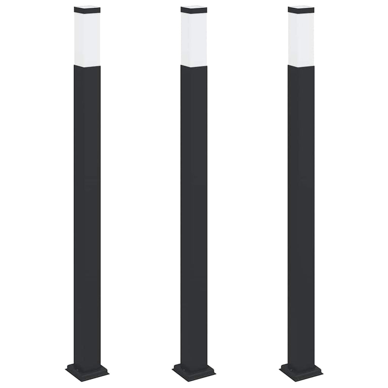 Stâlpi iluminatori 3 buc 110 cm Negru IP44