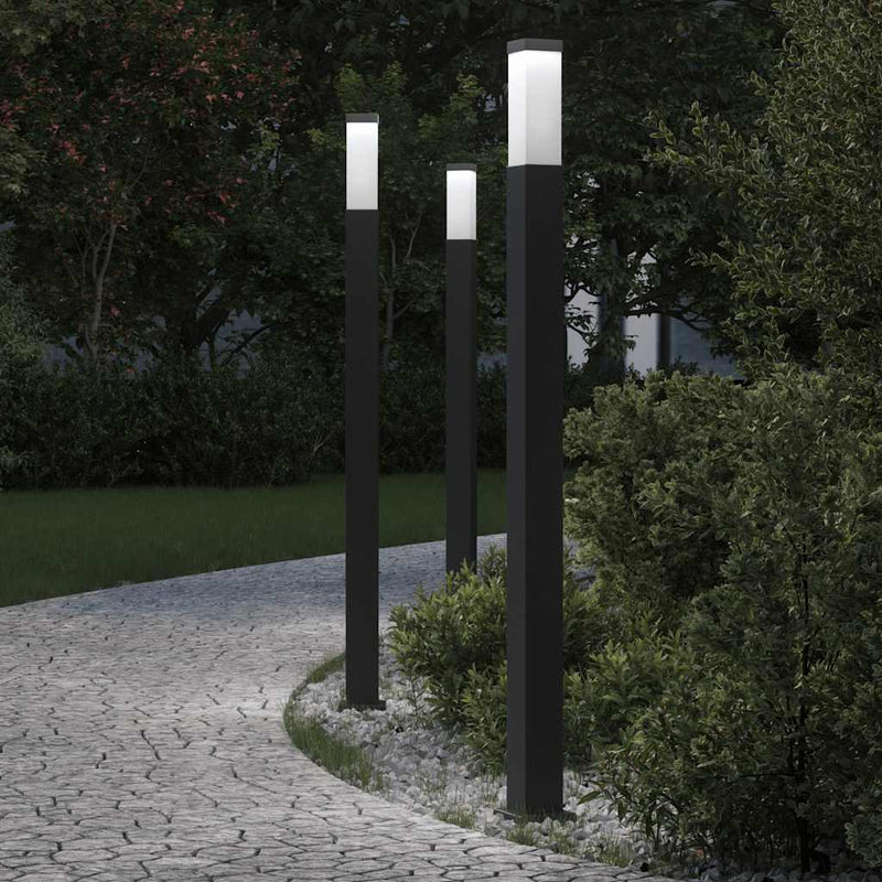 Stâlpi iluminatori 3 buc 110 cm Negru IP44