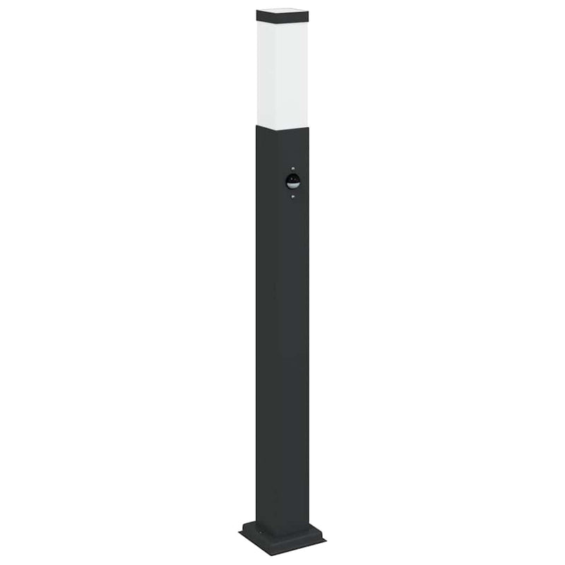Stâlpi iluminatori cu senzor, 3 buc., 80 cm, negru, IP44