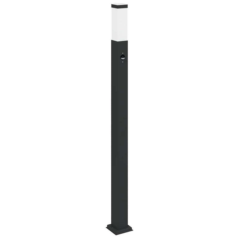 Stâlpi iluminatori cu senzor, 3 buc., 110 cm, negru, IP44