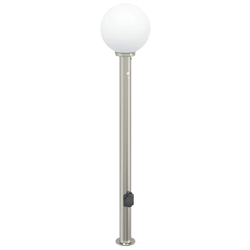 Stâlpi iluminatori cu senzor și priză, 3 buc., 120 cm, oțel inoxidabil, IP44