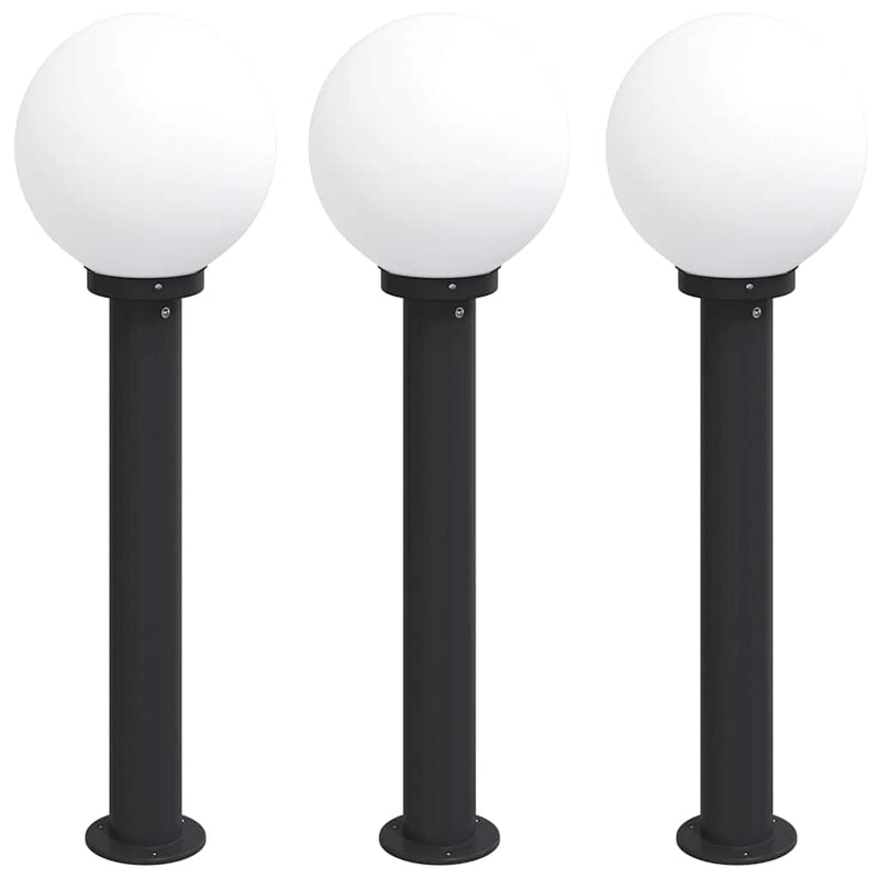 Stâlpi iluminatori 3 buc 80 cm Negru IP44