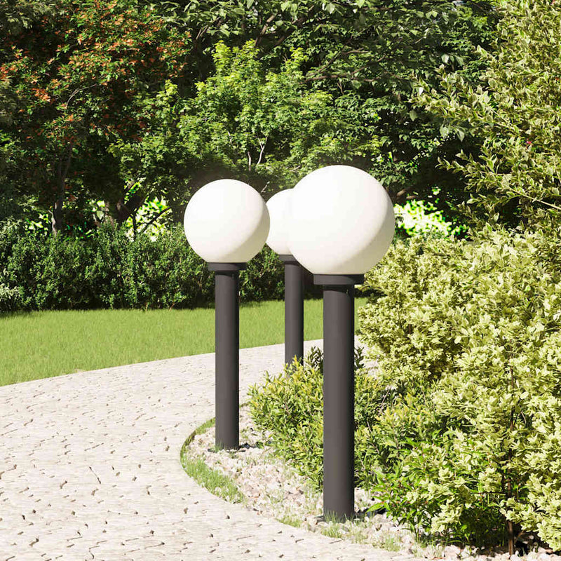 Stâlpi iluminatori 3 buc 80 cm Negru IP44