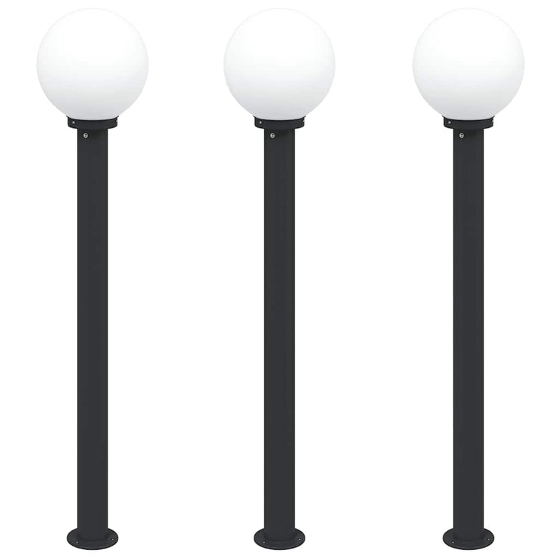 Stâlpi iluminatori 3 buc 120 cm Negru IP44