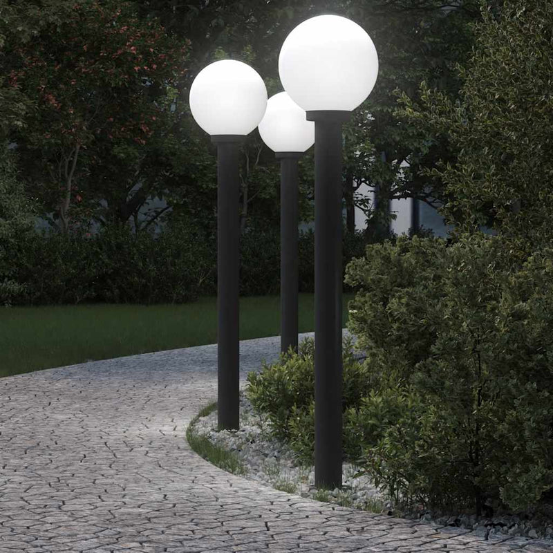 Stâlpi iluminatori 3 buc 120 cm Negru IP44