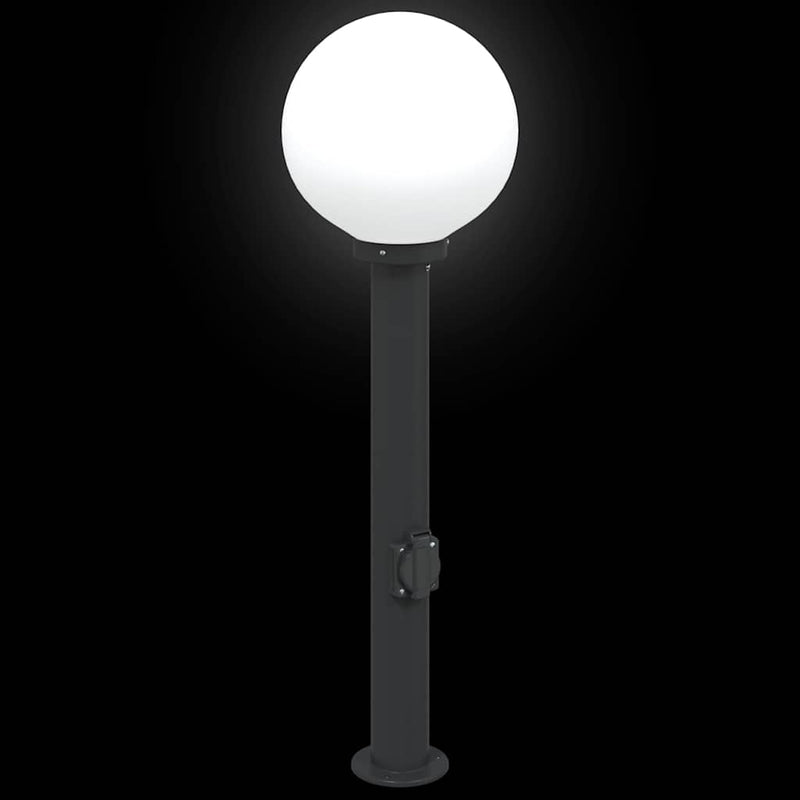 Stâlpi iluminatori cu priză, 3 buc., 80 cm, negru, IP44