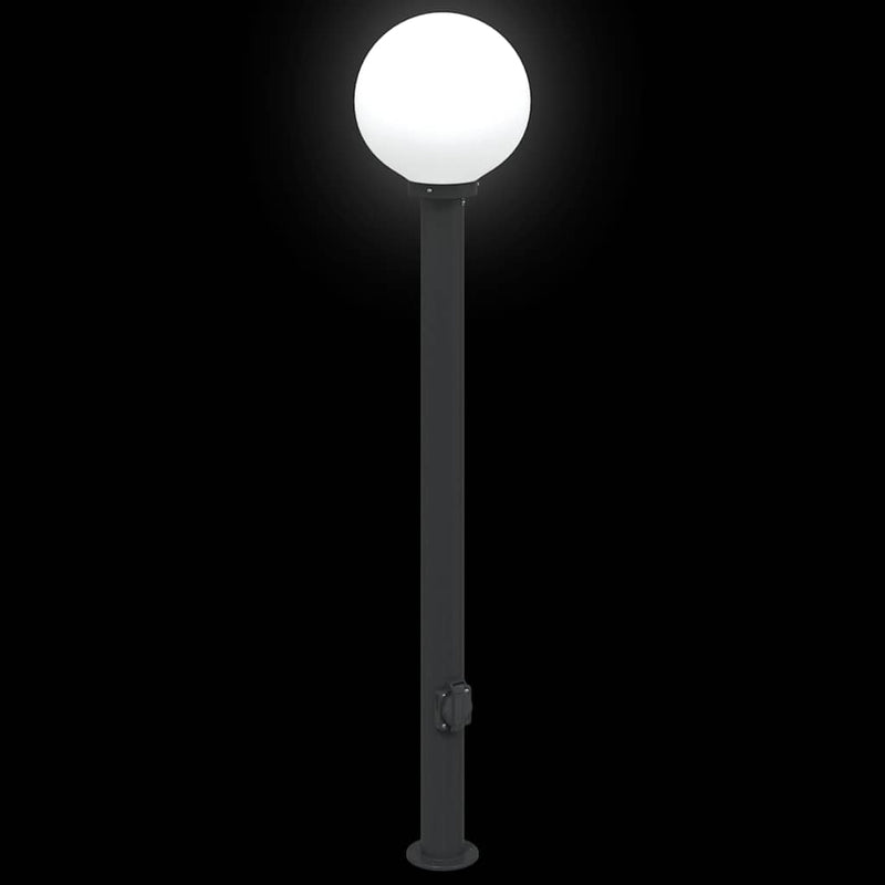 Stâlpi iluminatori cu priză, 3 buc., 120 cm, negru, IP44