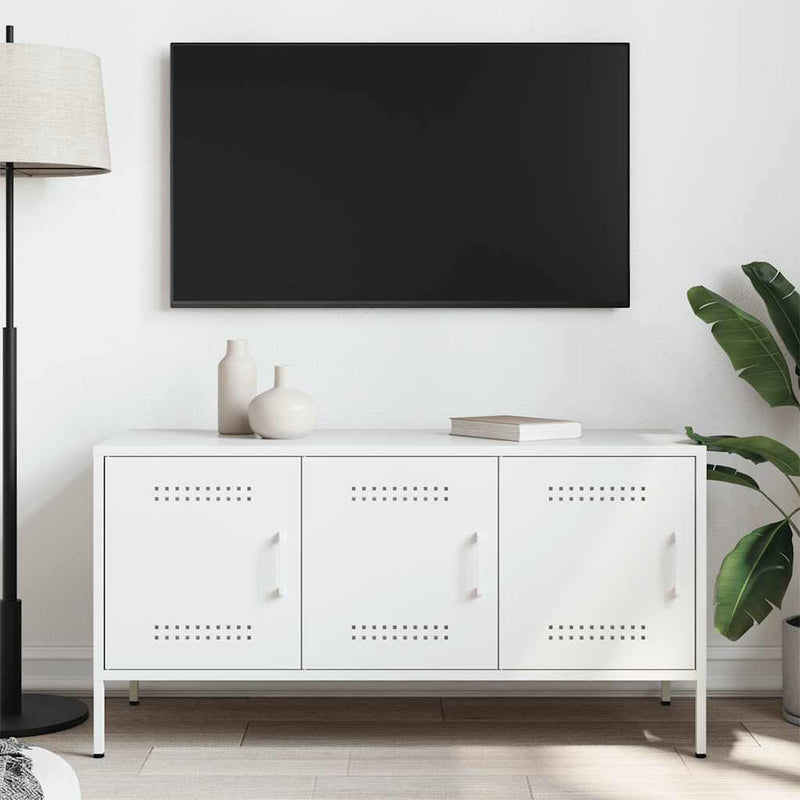 Dulap TV, alb, 100,5x39x50,5 cm, oțel