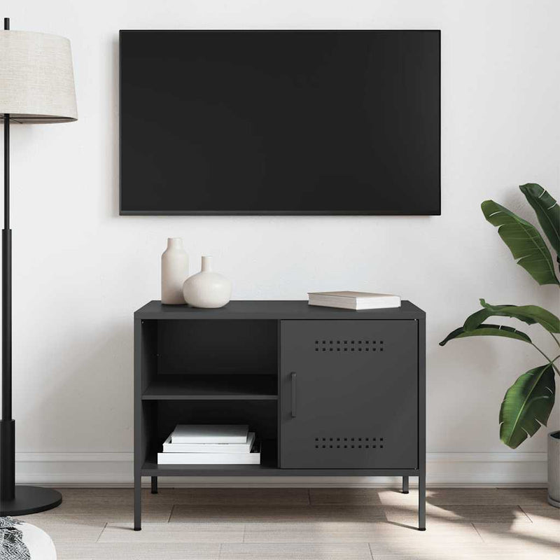 Dulap TV, negru, 68x39x50,5 cm, oțel
