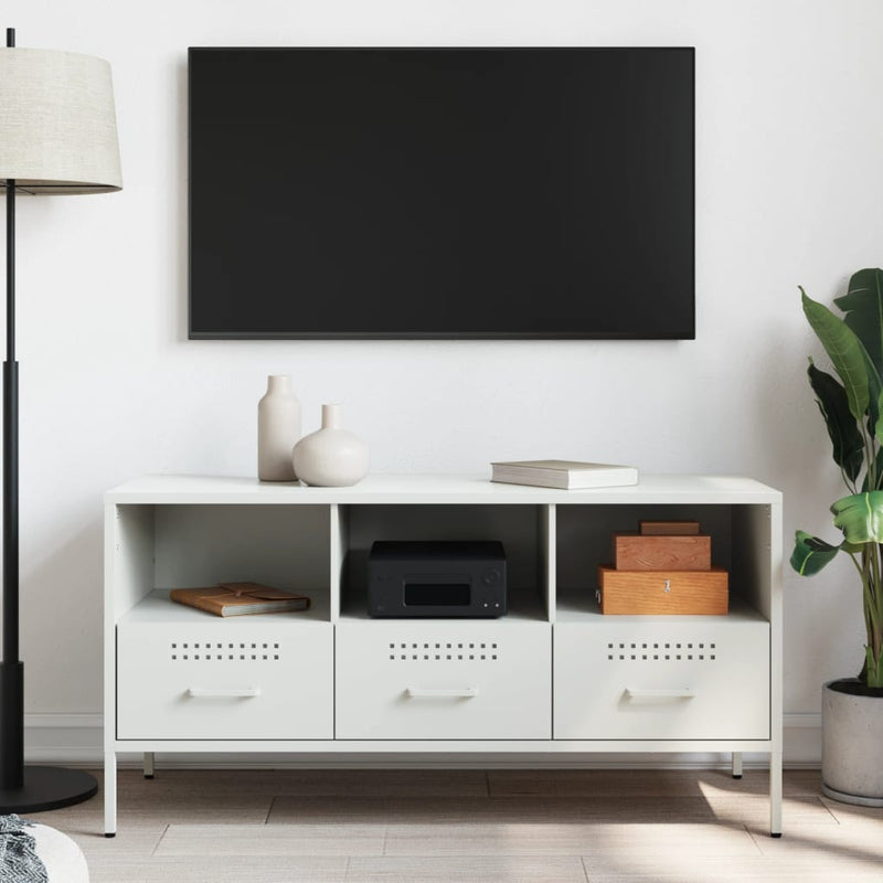 Dulap TV, alb, 100,5x39x50,5 cm, oțel