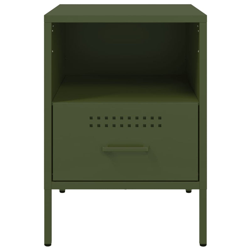 Noptiere, 2 buc., verde olive, 36x39x50,5 cm, oțel