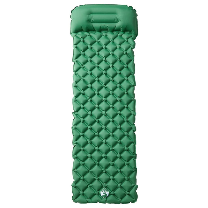 Saltea de camping gonflabilă, cu pernă, 1 persoană, verde