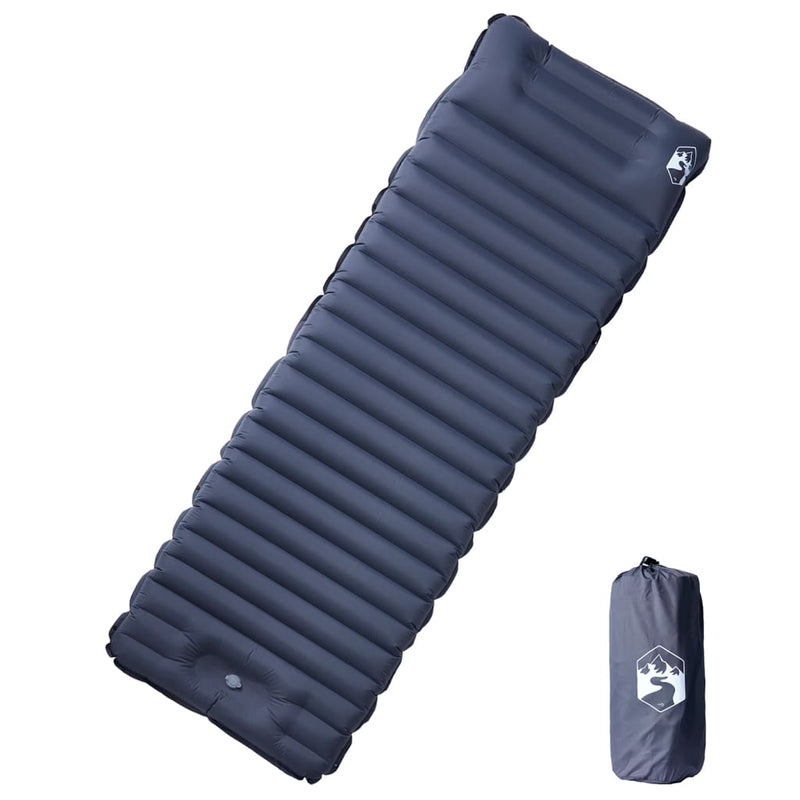 Saltea de camping auto-gonflabilă, cu pernă, 1 persoană, gri