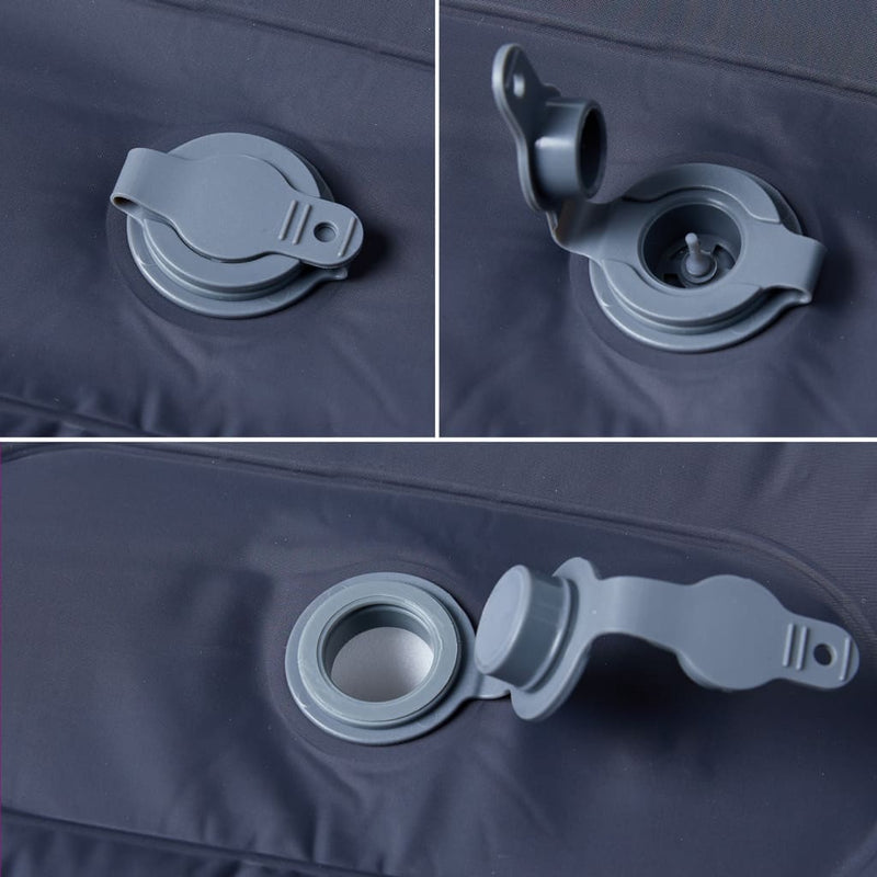 Saltea de camping auto-gonflabilă, cu pernă, 1 persoană, gri