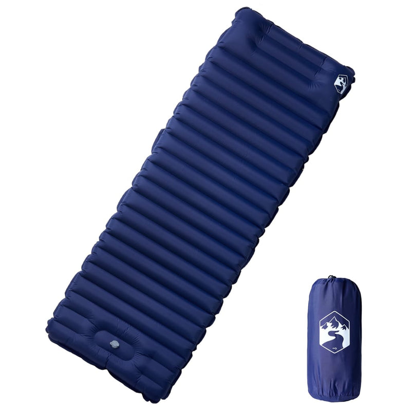 Saltea de camping auto-gonflabilă cu pernă 1 persoană bleumarin