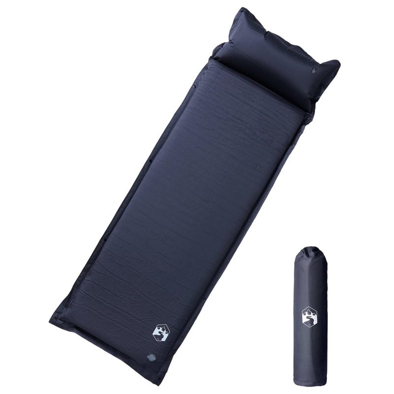 Saltea de camping auto-gonflabilă, cu pernă, 1 persoană, gri