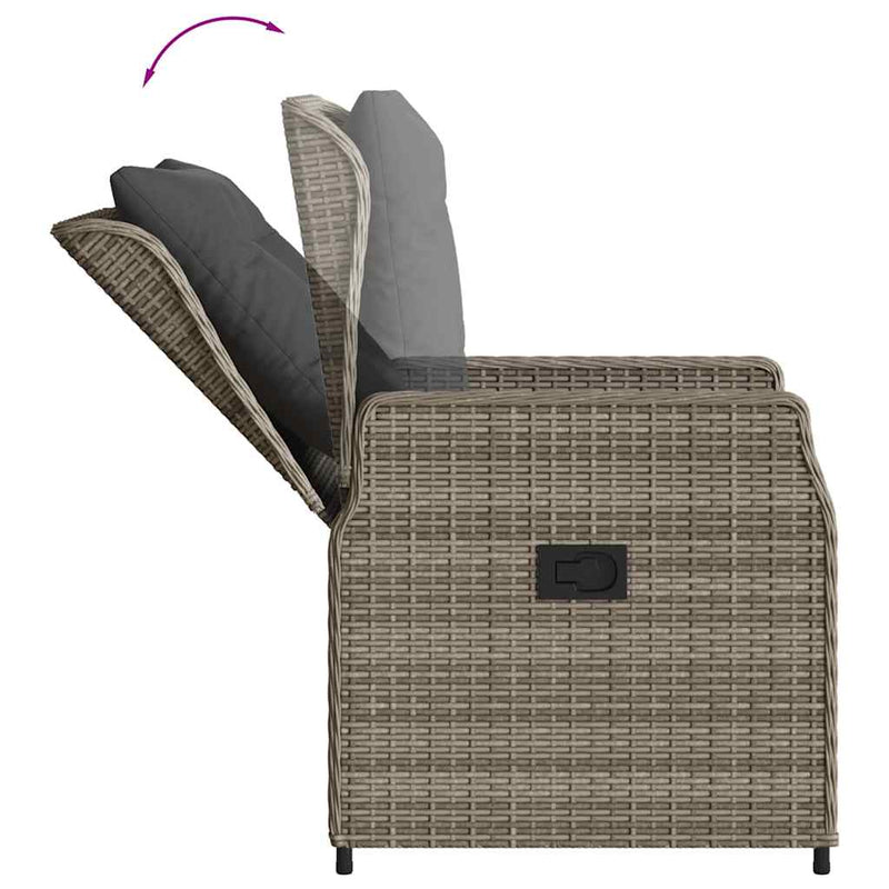 Set mobilier grădină cu perne, 9 piese, gri, poliratan