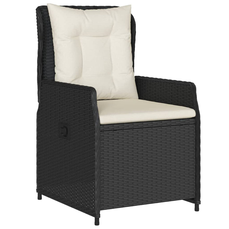 Set mobilier de grădină cu perne, 5 piese, negru, poliratan