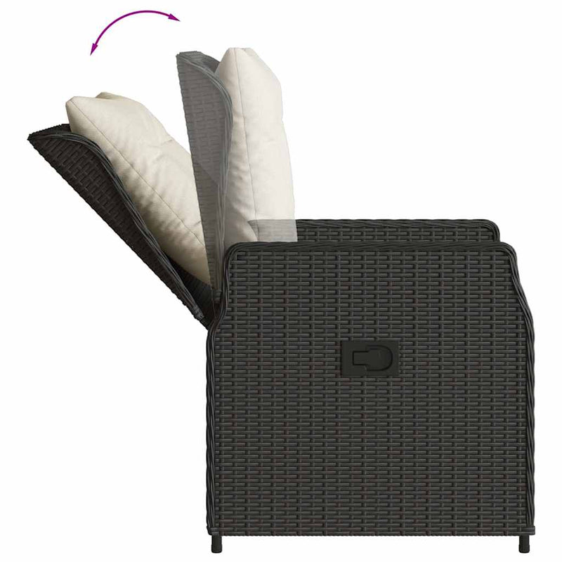 Set mobilier de grădină cu perne, 5 piese, negru, poliratan