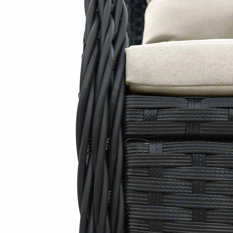 Set mobilier de grădină cu perne, 5 piese, negru, poliratan