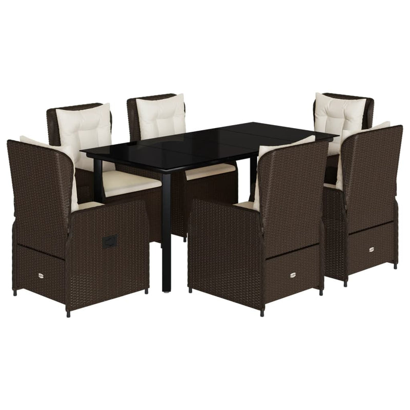 Set mobilier de grădină cu perne, 7 piese, maro, poliratan