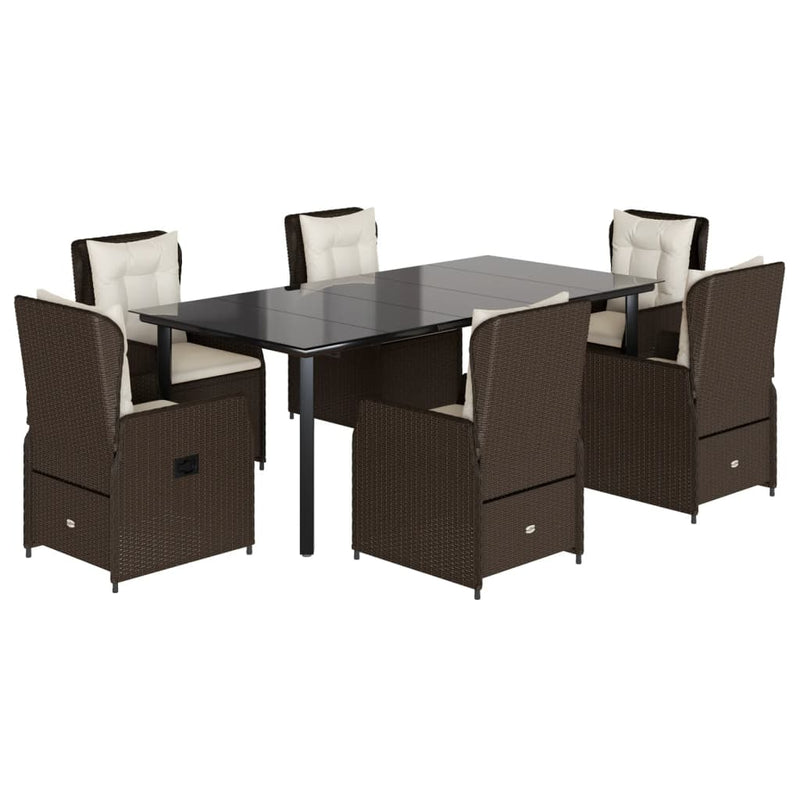 Set mobilier de grădină cu perne, 7 piese, maro, poliratan