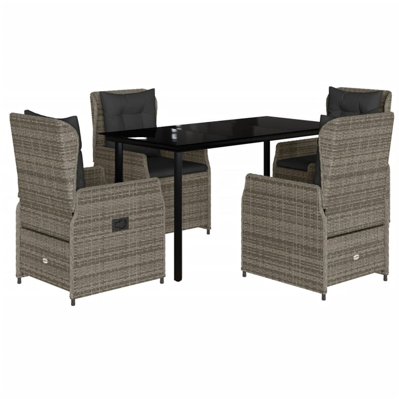Set mobilier de grădină cu perne, 5 piese, gri, poliratan