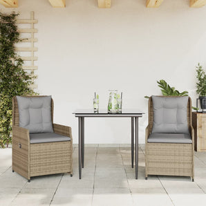 Set mobilier de grădină cu perne, 3 piese, bej, poliratan
