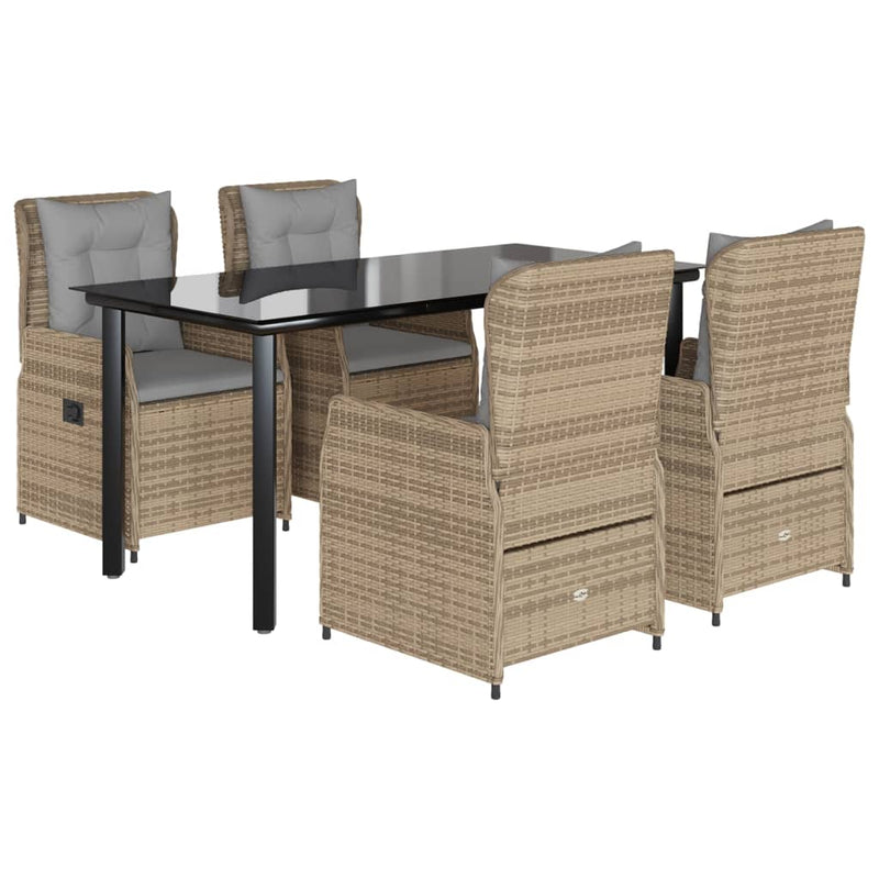 Set mobilier de grădină cu perne, 5 piese, bej, poliratan