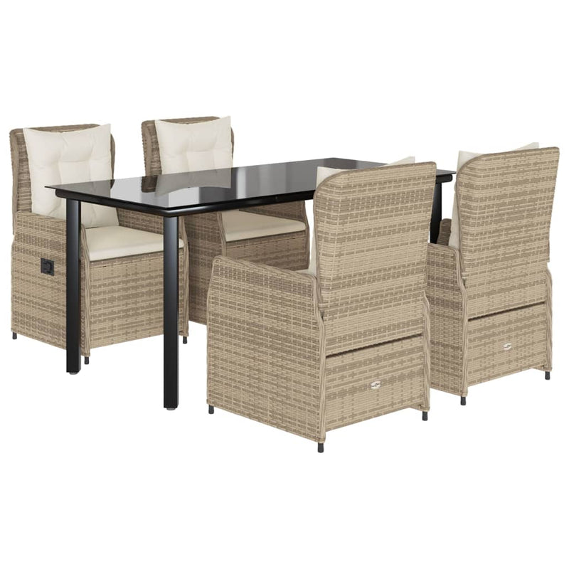 Set mobilier de grădină cu perne, 5 piese, bej, poliratan