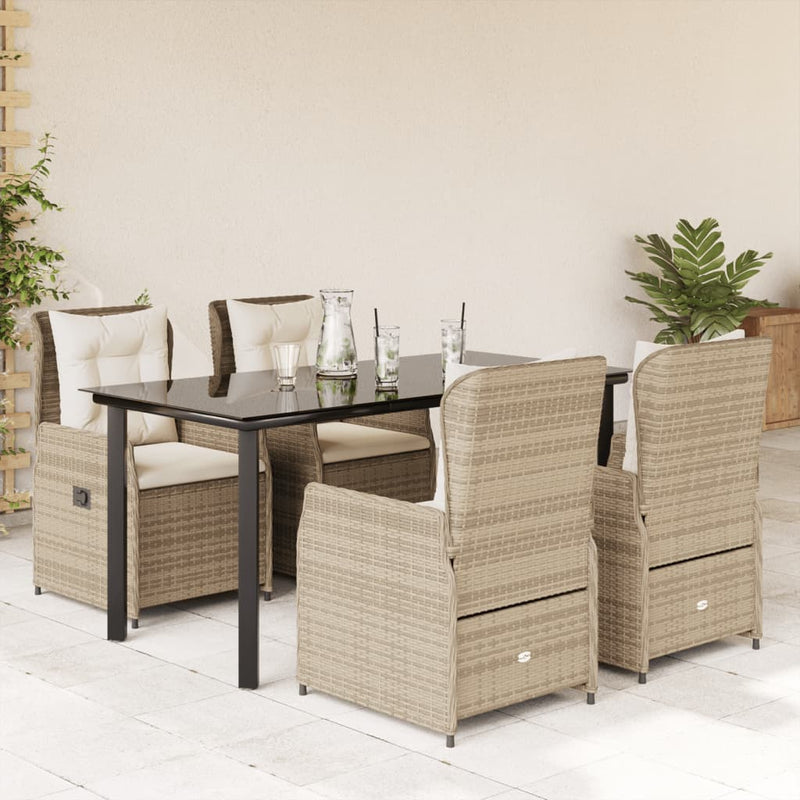 Set mobilier de grădină cu perne, 5 piese, bej, poliratan