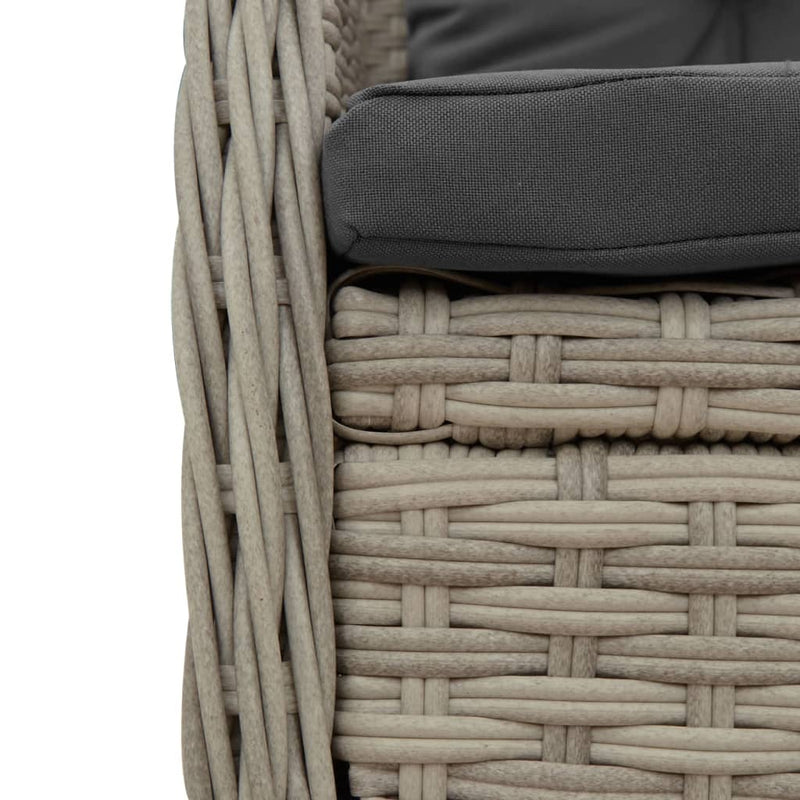 Set mobilier de grădină cu perne, 3 piese,gri deschis,poliratan