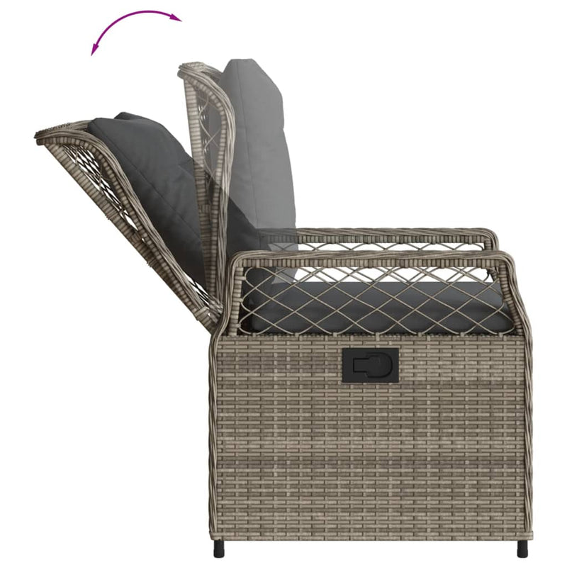 Set mobilier grădină cu perne, 9 piese, gri, poliratan
