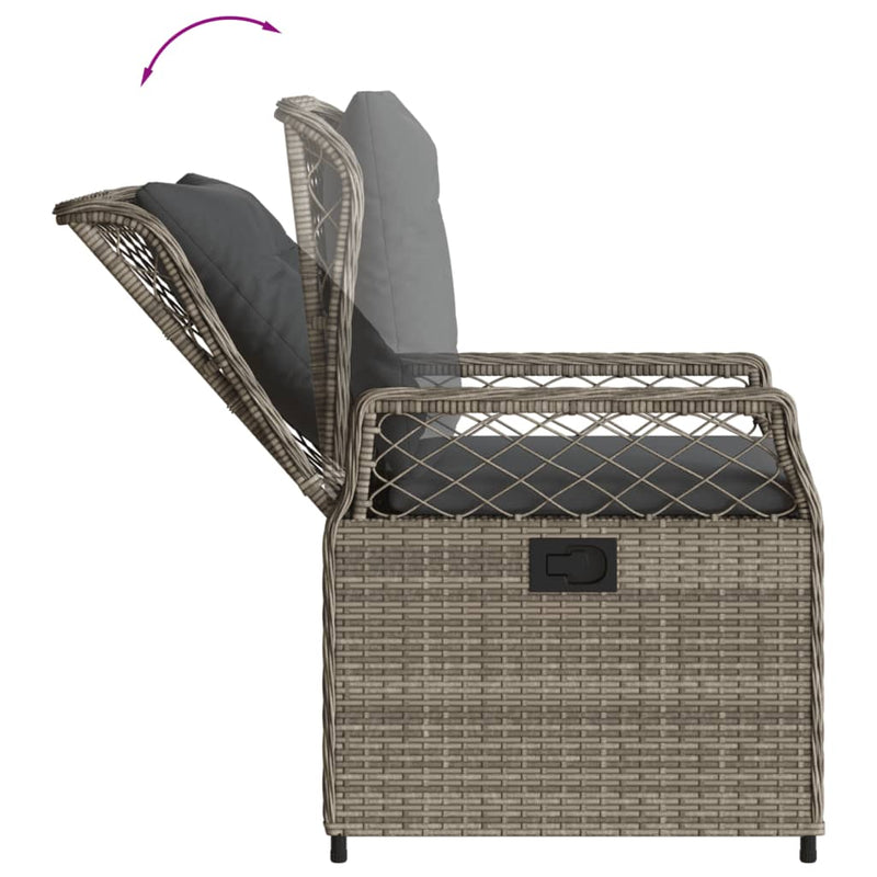 Set mobilier grădină cu perne, 9 piese, gri, poliratan