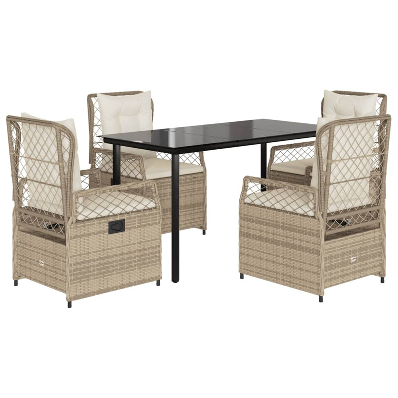 Set mobilier de grădină cu perne, 5 piese, bej, poliratan