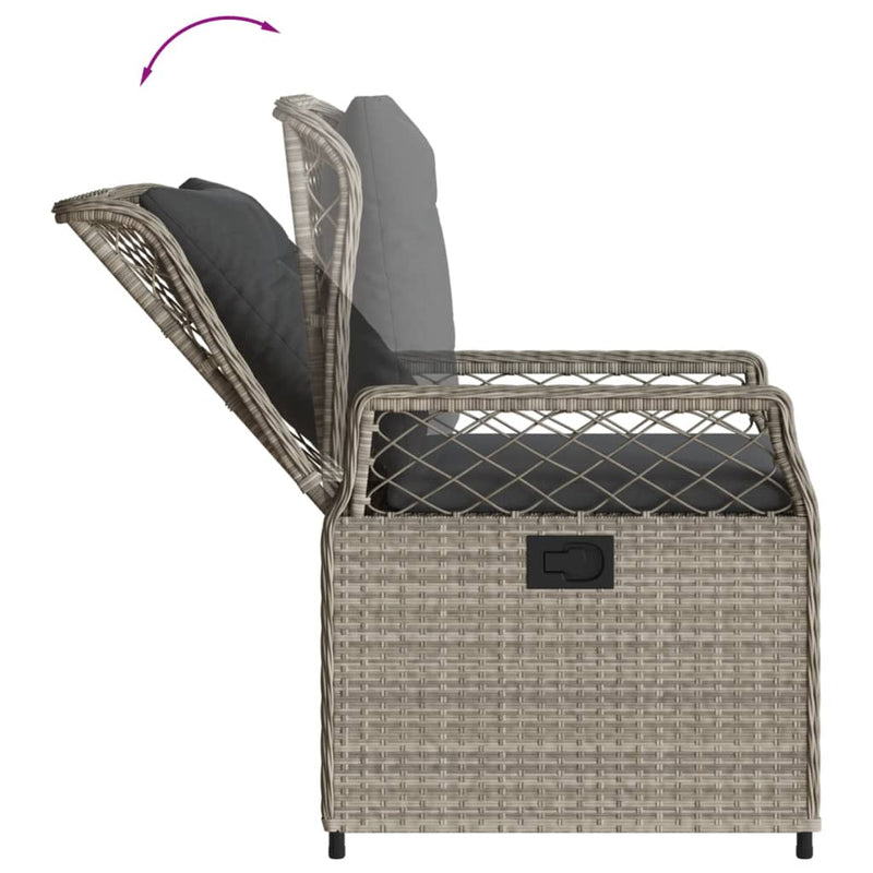 Set mobilier de grădină cu perne, 7 piese gri deschis poliratan
