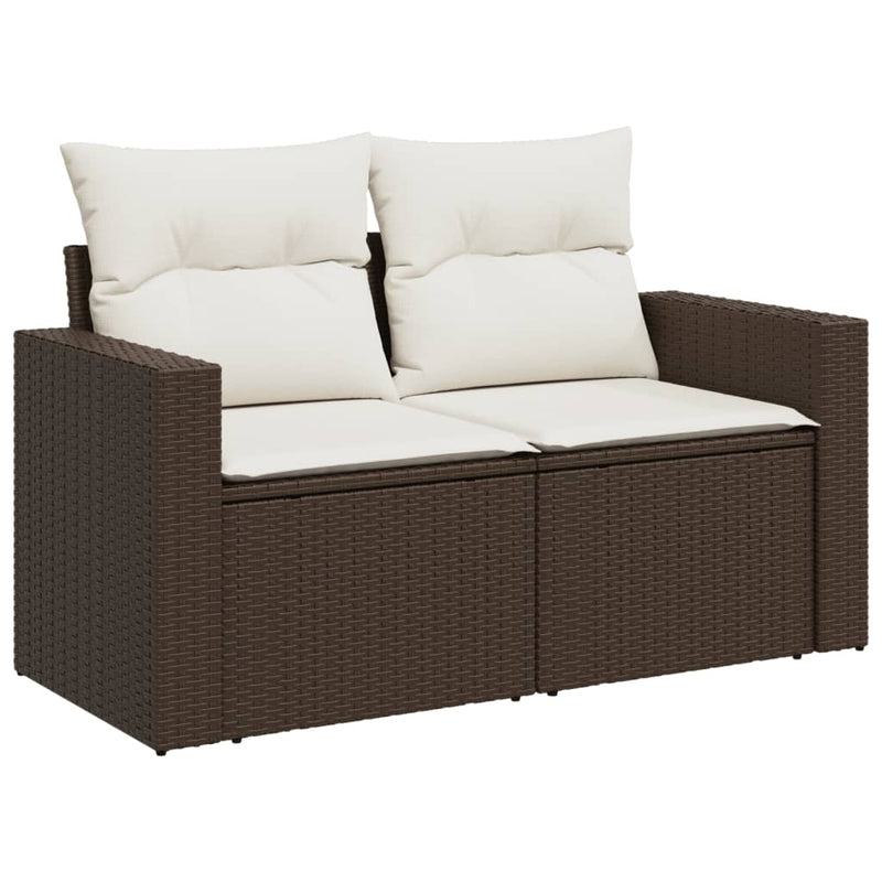 Set canapele de grădină cu perne, 5 piese, maro, poliratan
