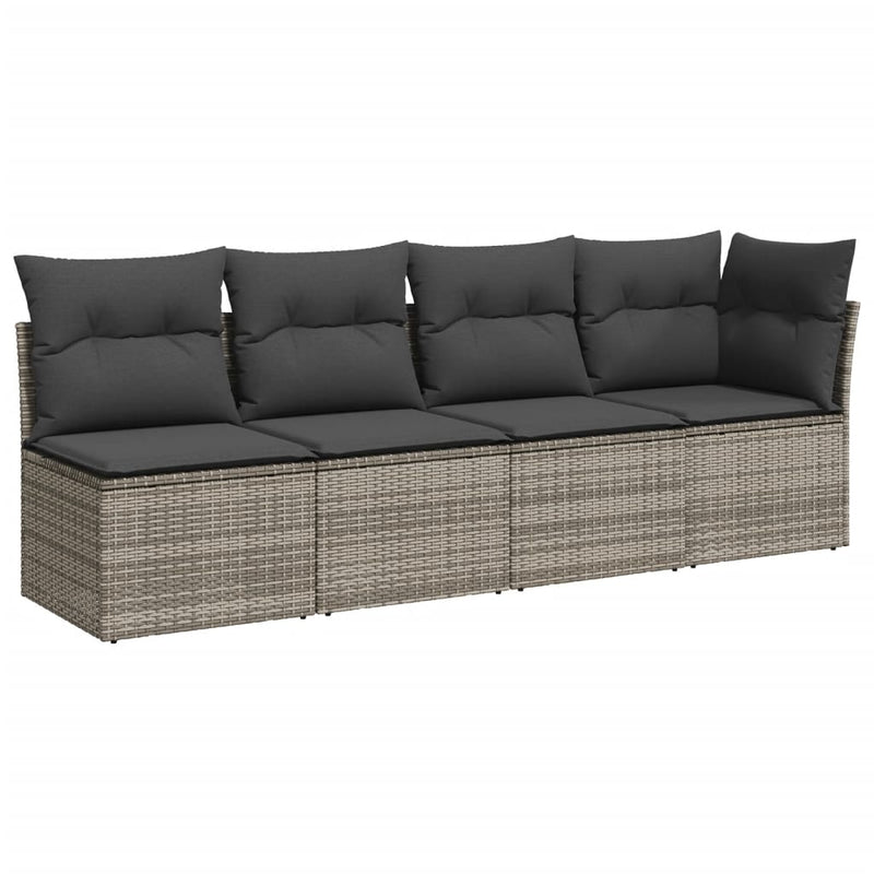 Set canapele de grădină, 9 piese, cu perne, gri, poliratan