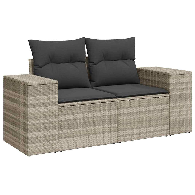 Set canapele de grădină cu perne, 5 piese gri deschis poliratan