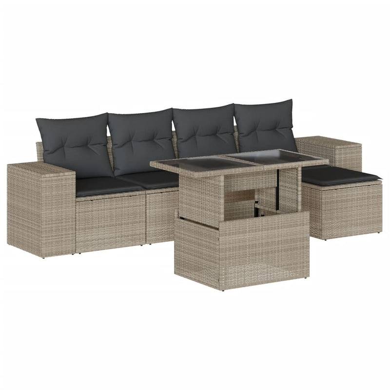 Set canapele de grădină cu perne, 6 piese gri deschis poliratan