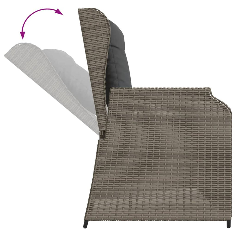 Set mobilier de grădină cu perne, 5 piese, gri, poliratan