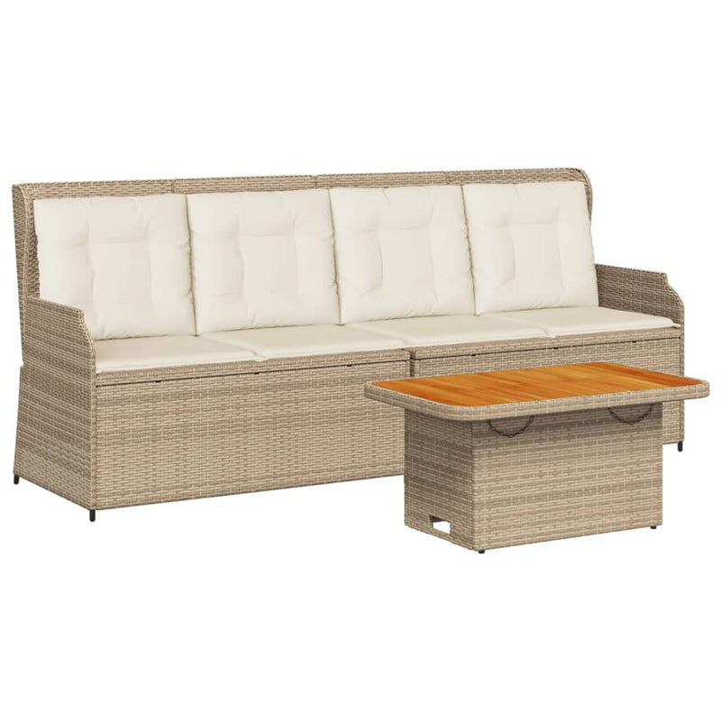 Set mobilier de grădină cu perne, 3 piese, bej, poliratan