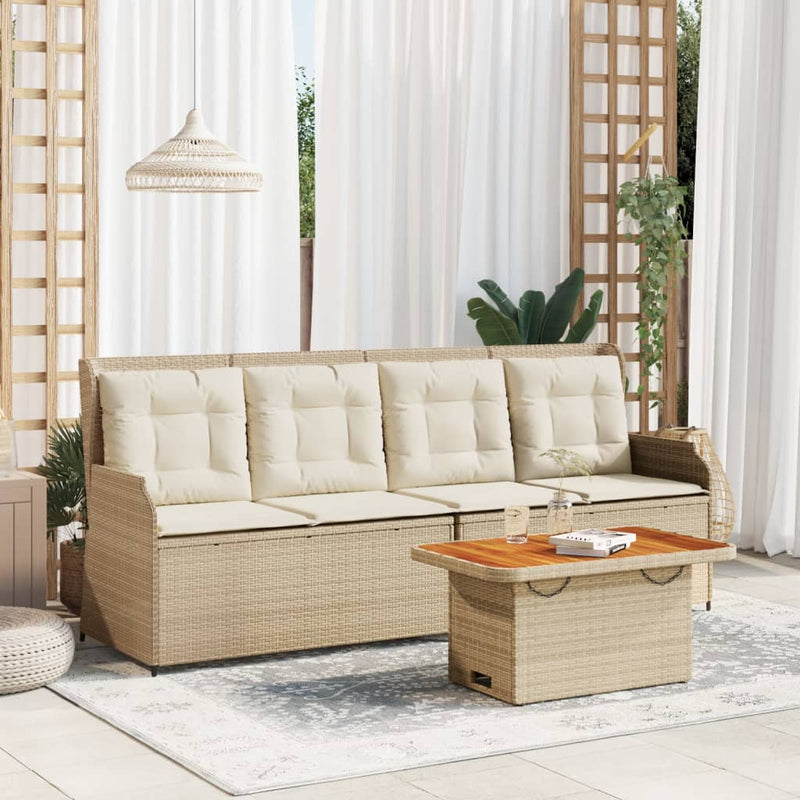 Set mobilier de grădină cu perne, 3 piese, bej, poliratan