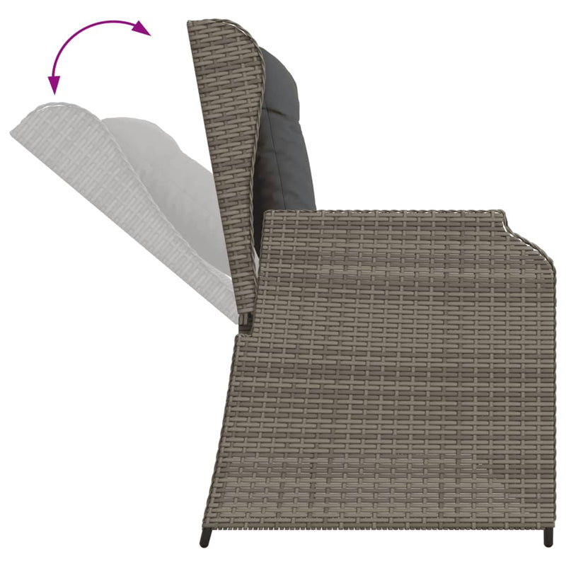 Set mobilier de grădină cu perne, 6 piese, gri, poliratan