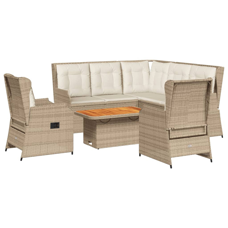 Set mobilier de grădină cu perne, 6 piese, bej, poliratan