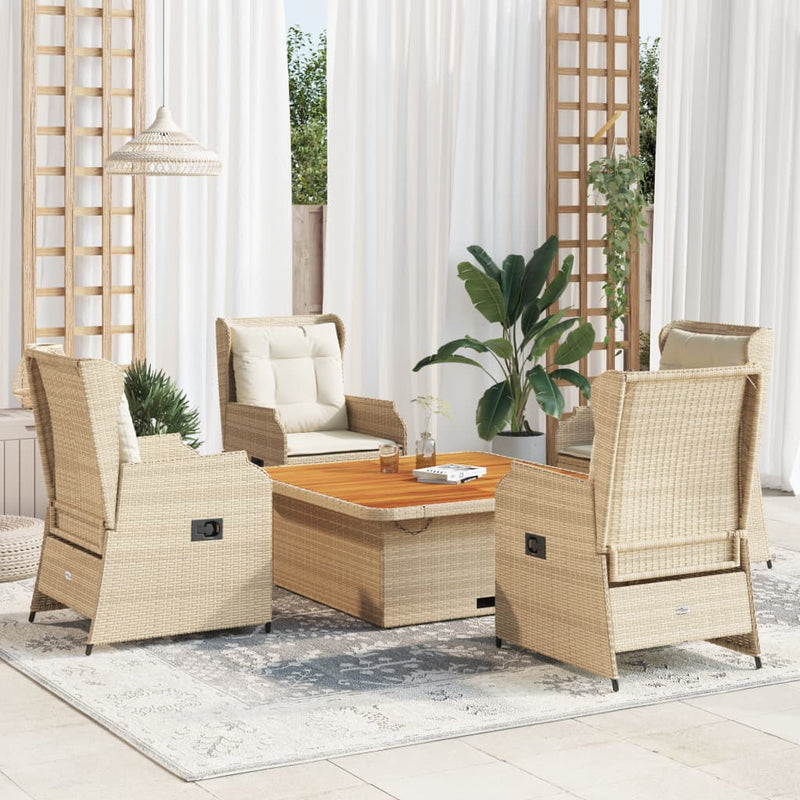 Set mobilier de grădină cu perne, 5 piese, bej, poliratan