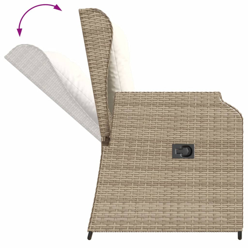 Set mobilier de grădină cu perne, 3 piese, bej, poliratan