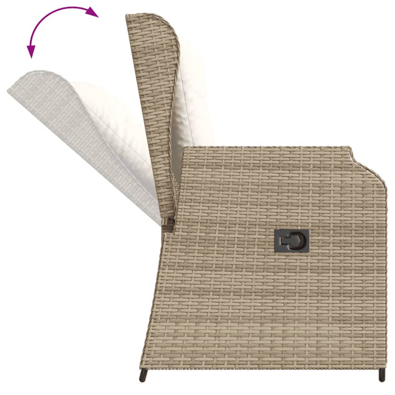 Set mobilier de grădină cu perne, 3 piese, bej, poliratan